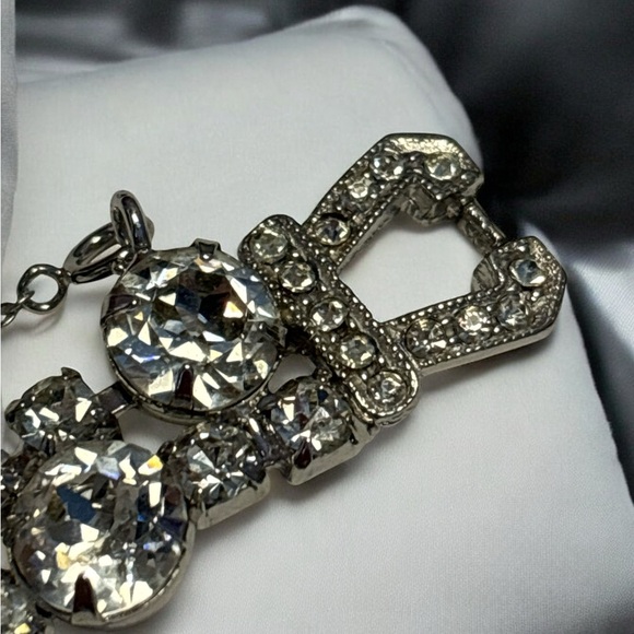 Albert Weiss Vintage Silver Rhodium Crystal Bracelet 7-1/8” - Picture 5 of 14
